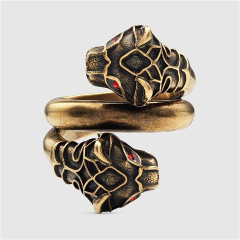 gucci silver tiger ring|Gucci tiger heads wrap ring.